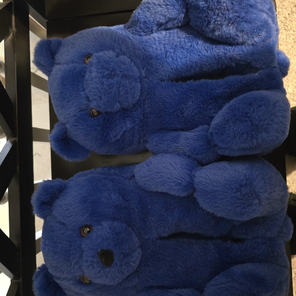 Blue Teddy Bear Slippers